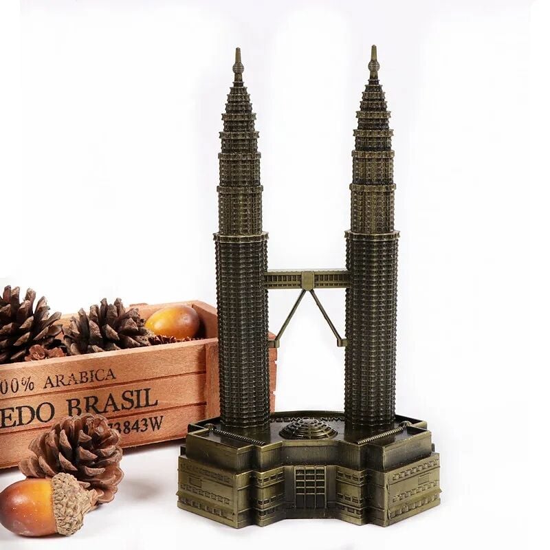 Dekoratif Metal Petronas İkiz Kuleleri Twin Towers Biblo 18 Cm