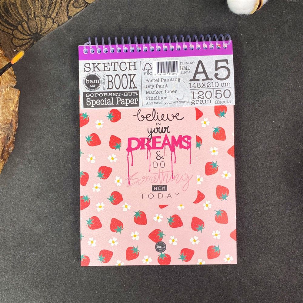 Believe In Your Dreams Tasarımlı A5 Sketch Book - Eskiz Defteri