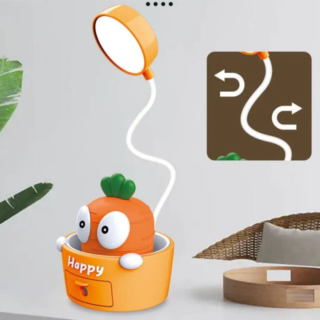 Karikatür Havuç Led Işıklı Açacaklı Masa ve Gece Lambası