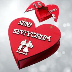 Seni Seviyorum Ahşap Kırık Kalp Kutu