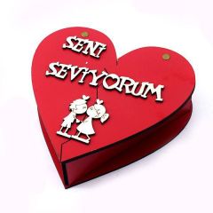Seni Seviyorum Ahşap Kırık Kalp Kutu