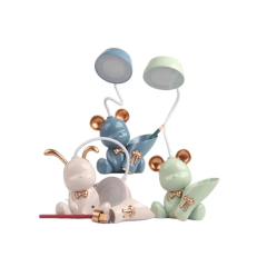 Sevimli Tavşan Şarjlı Masa Lamba Çok Fonksiyonlu Açacaklı Kalemlikli Masa Gece Lambası