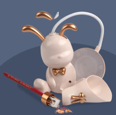 Sevimli Tavşan Şarjlı Masa Lamba Çok Fonksiyonlu Açacaklı Kalemlikli Masa Gece Lambası