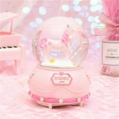 Unicorn Love Temalı Işıklı Kar Küresi ve Müzik Kutusu Otomatik Püskürtmeli