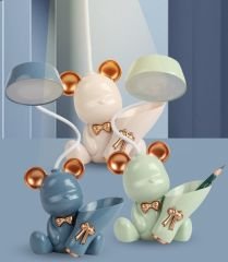 Sevimli Tavşan Şarjlı Masa Lamba Çok Fonksiyonlu Açacaklı Kalemlikli Masa Gece Lambası