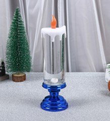 Kar Küresi Dekoratif Şamdan Tasarımlı Mavi Kar Küresi Led Lamba 26 Cm