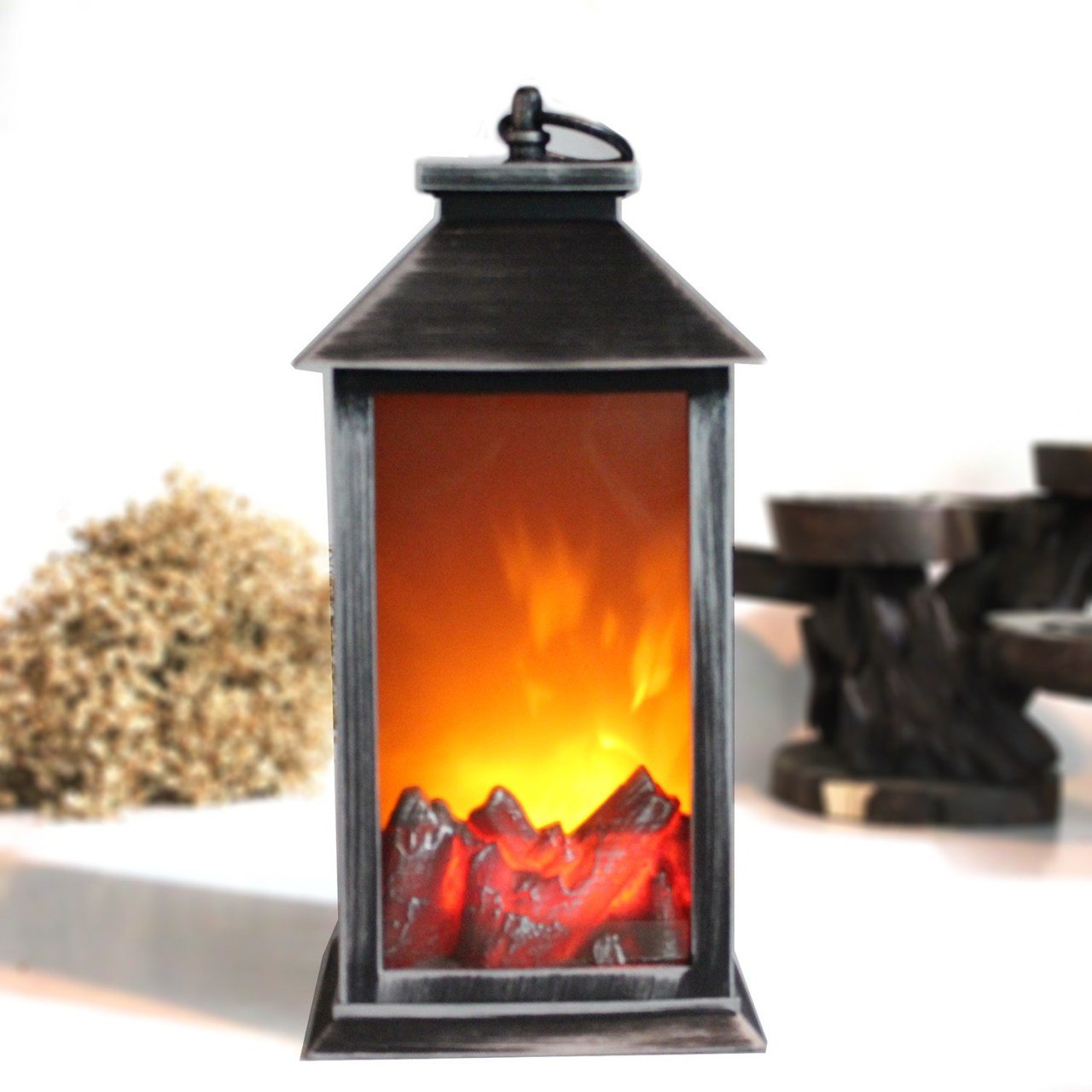 Şömine Dekoratif Yapay Led Alevli Şömine Pilli 28 Cm