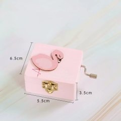 Flamingo Tasarımlı Ahşap Çevirmeli Müzik Kutusu