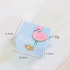 Flamingo Tasarımlı Ahşap Çevirmeli Müzik Kutusu