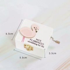Flamingo Tasarımlı Ahşap Çevirmeli Müzik Kutusu