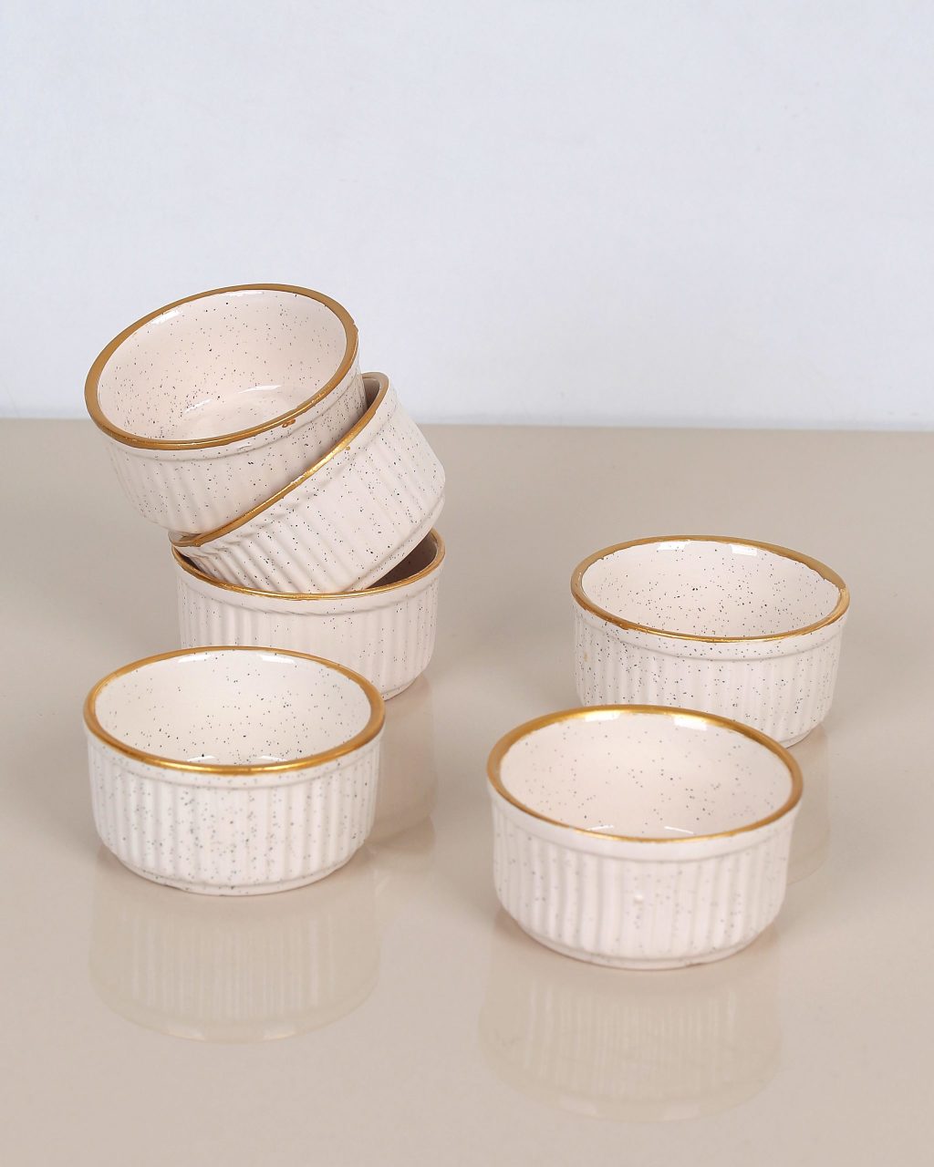 Yaldızlı Seramik 6 Parça Sufle Kabı