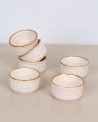 Yaldızlı Seramik 6 Parça Sufle Kabı