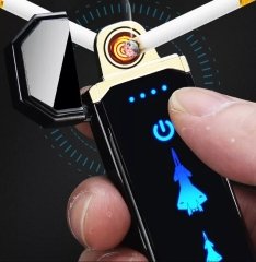 Metal Dokunmatik Çakmak Şarjlı Hareketli F20 Led Göstergeli Ekran