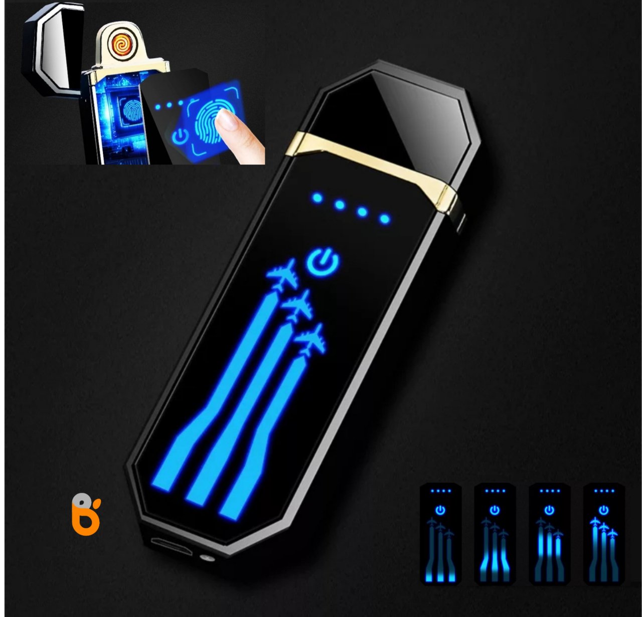 Dokunmatik Çakmak Şarjlı Hareketli Led Hayalet Göstergeli Ekran