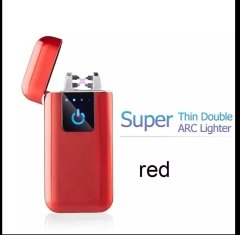 Metal Kırmızı Dokunmatik Çakmak Çift Ark Led Ekran