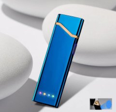 Ultra İnce Renkli Led Işıklı Dokunmatik Sensörlü Çakmak Şarjlı Gold