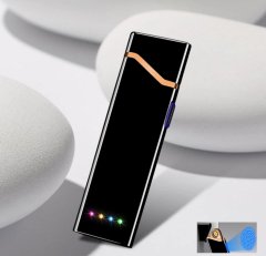 Ultra İnce Renkli Led Işıklı Dokunmatik Sensörlü Çakmak Şarjlı Gold
