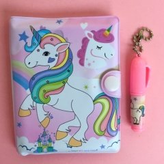 Pembe Mini Unicorn Kalemli Not Defteri