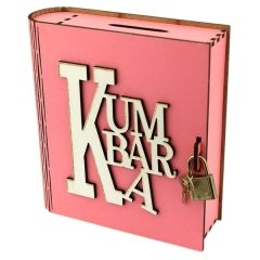 Kitap Görünümlü Kilitli Ahşap Kumbara