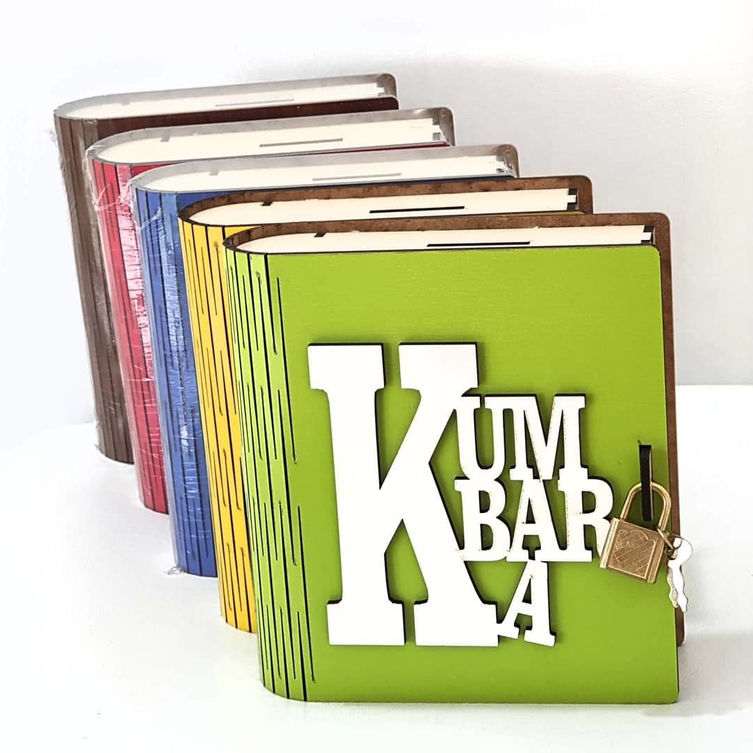 Kitap Görünümlü Kilitli Ahşap Kumbara