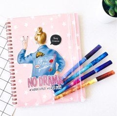 No Drama Şeffaf Kalemlik Bölmeli Defter