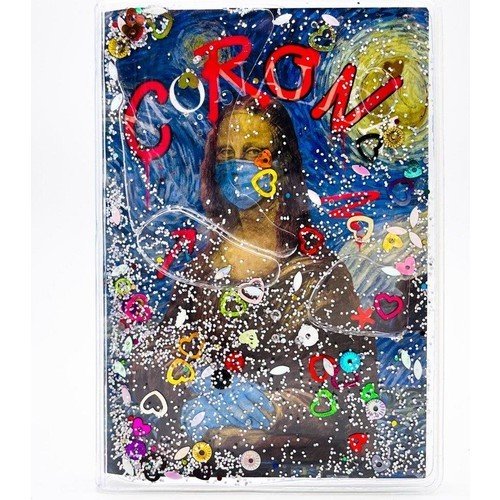 Mona Lisa Simli ve Sulu Kapaklı Rengarenk Sayfalı Mini Defter
