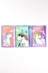 Mor Unicorn Bölmeli Mini Kalemli Defter Seti