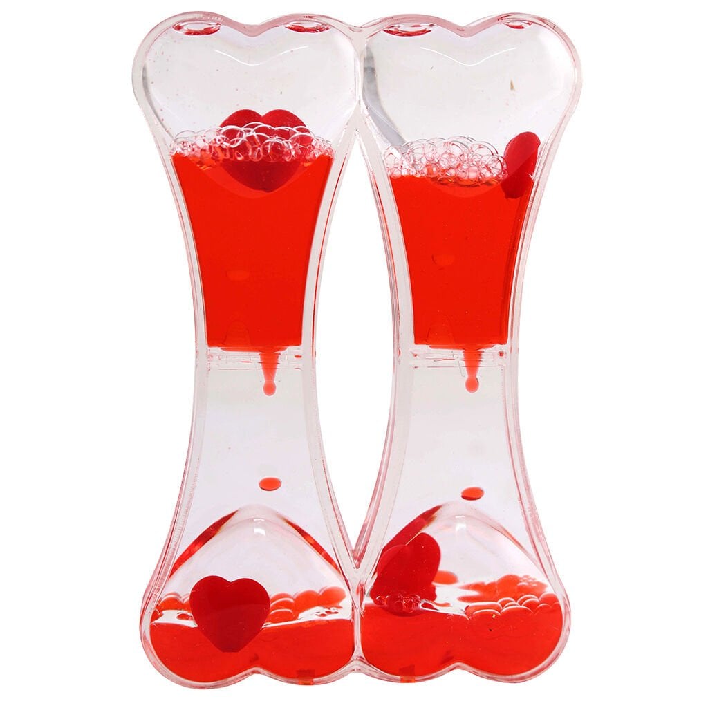 Kalp Şeklinde Sıvı Jel Kum Saati Kalp Dönen Jel Sıvı Damla Kum Saati