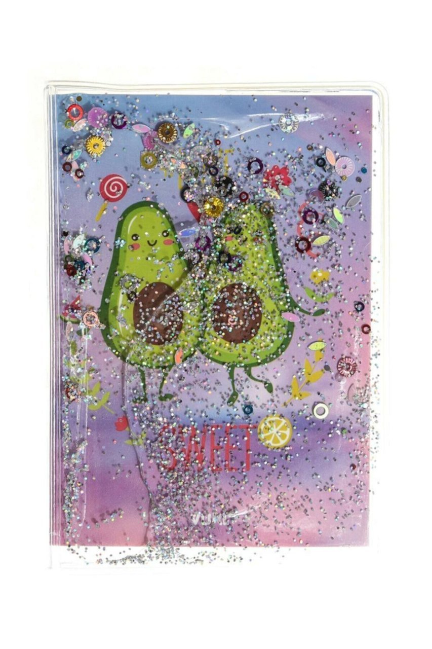 Avokado Simli ve Sulu Kapaklı Rengarenk Sayfalı Mini Defter