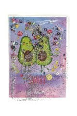 Avokado Simli ve Sulu Kapaklı Rengarenk Sayfalı Mini Defter