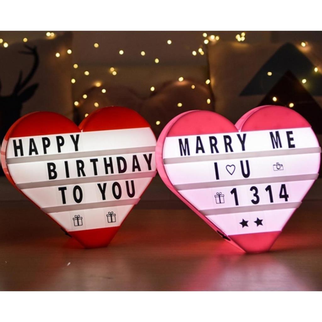 Kalp Şeklinde Işıklı Mesaj Panosu 96 Harf (lightbox)