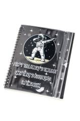 Astronot Tasarım Şeffaf Kalemlikli Çizgili ve Spiralli Özel Tasarım Defter