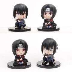 Anime 4 lü Set Uchiha İtachi Sasuke Uchiha Oturan Mini Figürler 4 Adet
