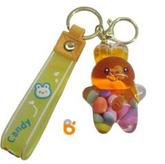 Sevimli Renkli İçi Sulu Simli Şekerli Tavşan Anahtarlık ve Çanta Aksesuarı Süsü