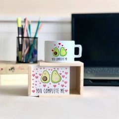 Beni Tamamlıyorsun Tasarımlı Ahşap Kutulu Kupa