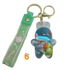 Sevimli Renkli İçi Sulu Simli Şekerli Tavşan Anahtarlık ve Çanta Aksesuarı Süsü