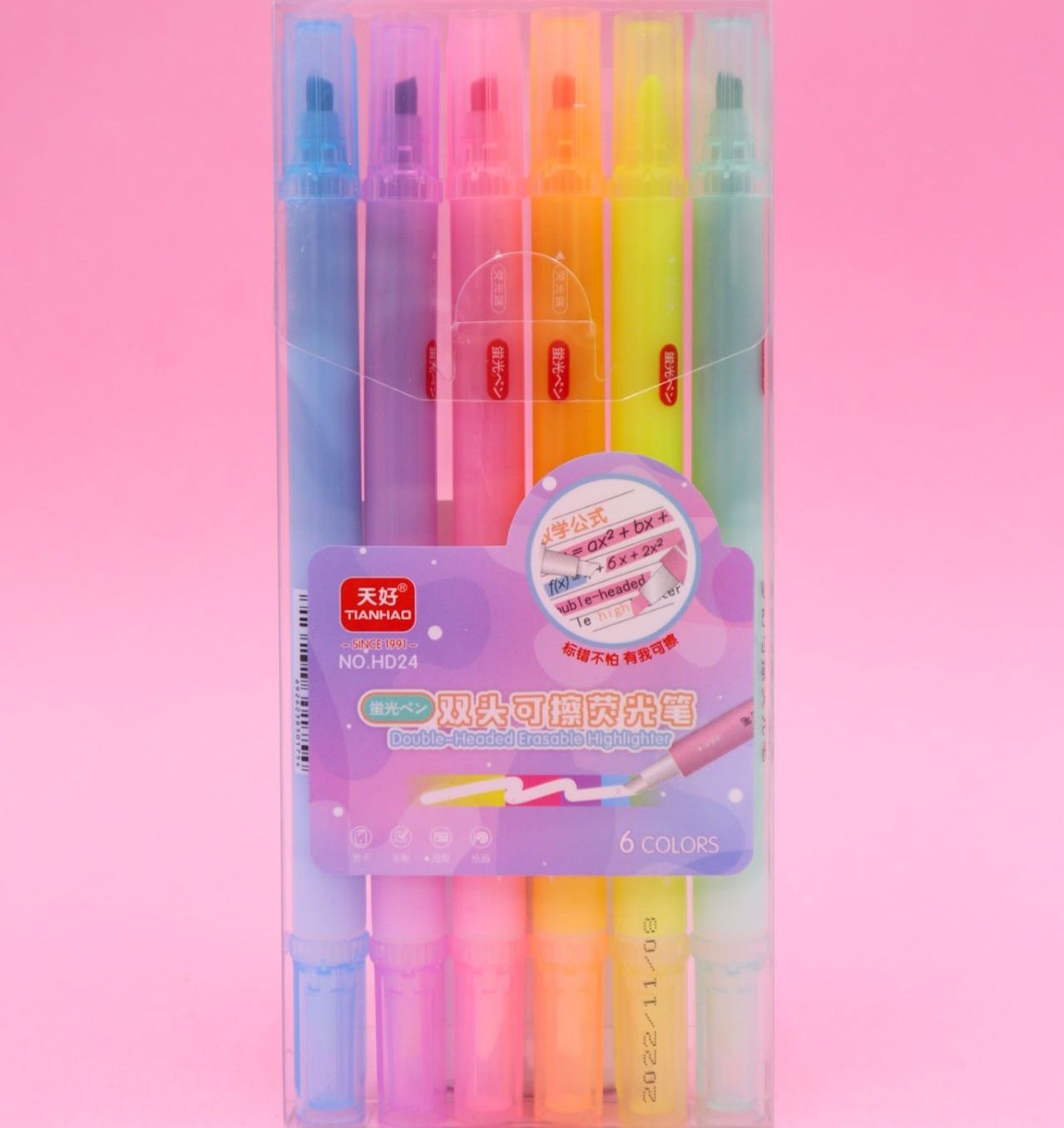 Çift Taraflı Silinebilir Fosforlu Kalem Seti 6 Adet Çok Amaçlı Kalem Seti