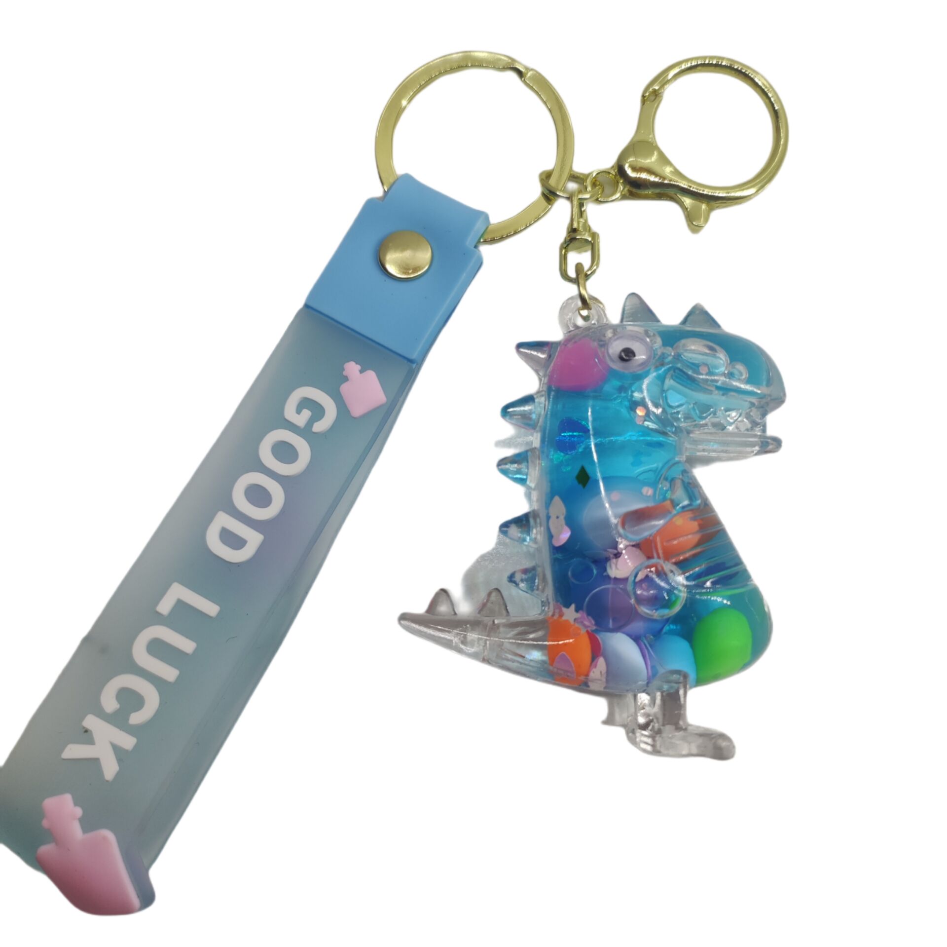 Sevimli Dinozor İçi Sulu Pullu Anahtarlık ve Çanta Aksesuarı Süsü