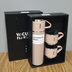 Toptan Üç Bardaklı Paslanmaz Çelik Termos Seti Vakumlu