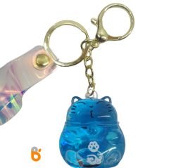 Sevimli Kedi İçi Renkli Sulu Pullu Hologram Anahtarlık ve Çanta Aksesuarı Süsü