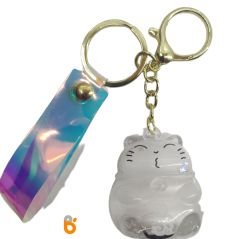Sevimli Kedi İçi Renkli Sulu Pullu Hologram Anahtarlık ve Çanta Aksesuarı Süsü