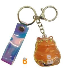 Sevimli Kedi İçi Renkli Sulu Pullu Hologram Anahtarlık ve Çanta Aksesuarı Süsü