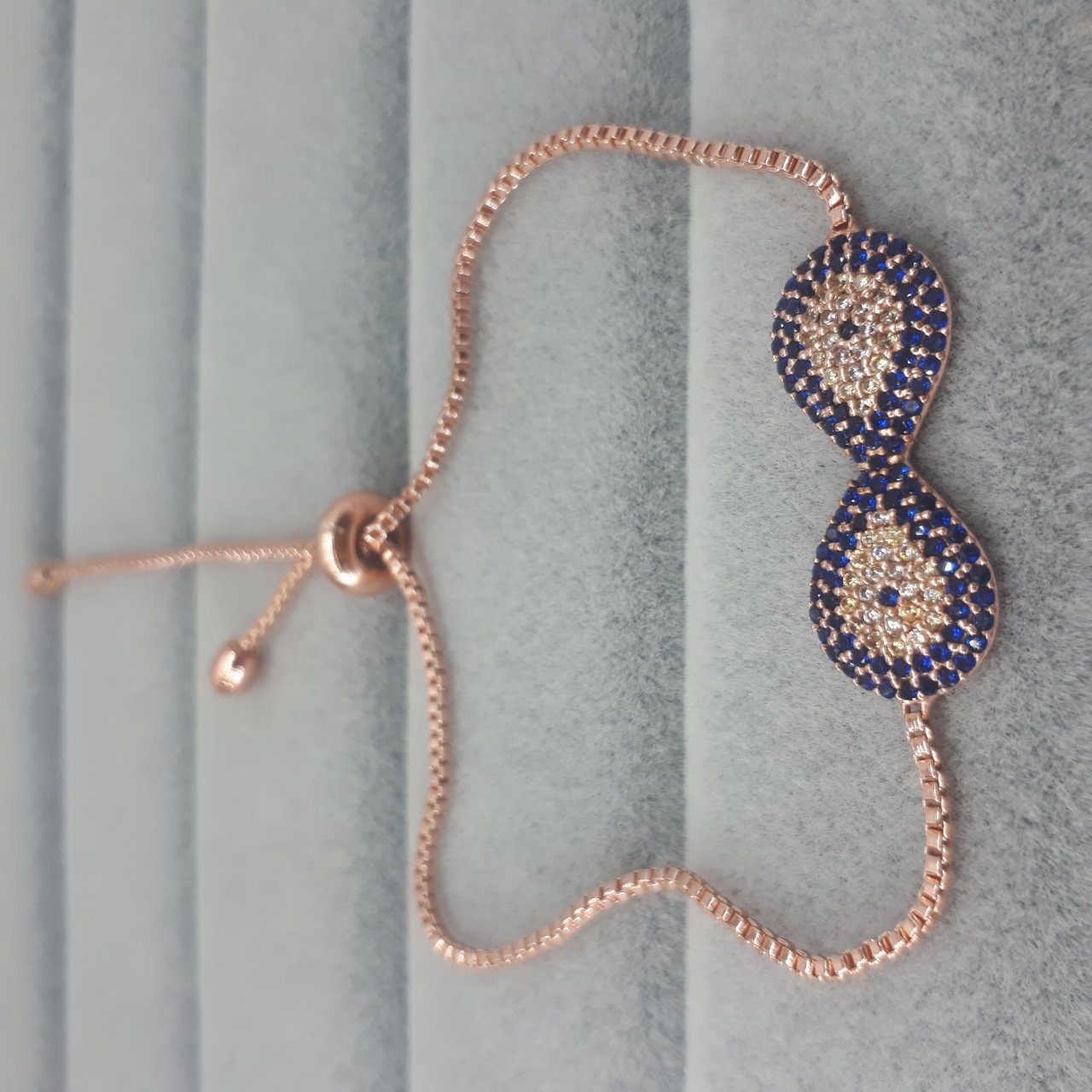 Sonsuzluk Nazar Desenli Zirkon Taşlı Asansörlü Bileklik