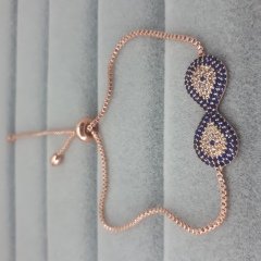 Sonsuzluk Nazar Desenli Zirkon Taşlı Asansörlü Bileklik