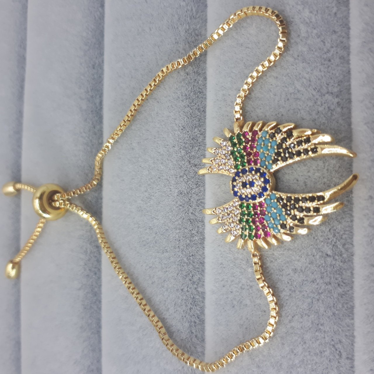 Melek Kanat Figürlü Zirkon Taşlı Asansörlü Bileklik