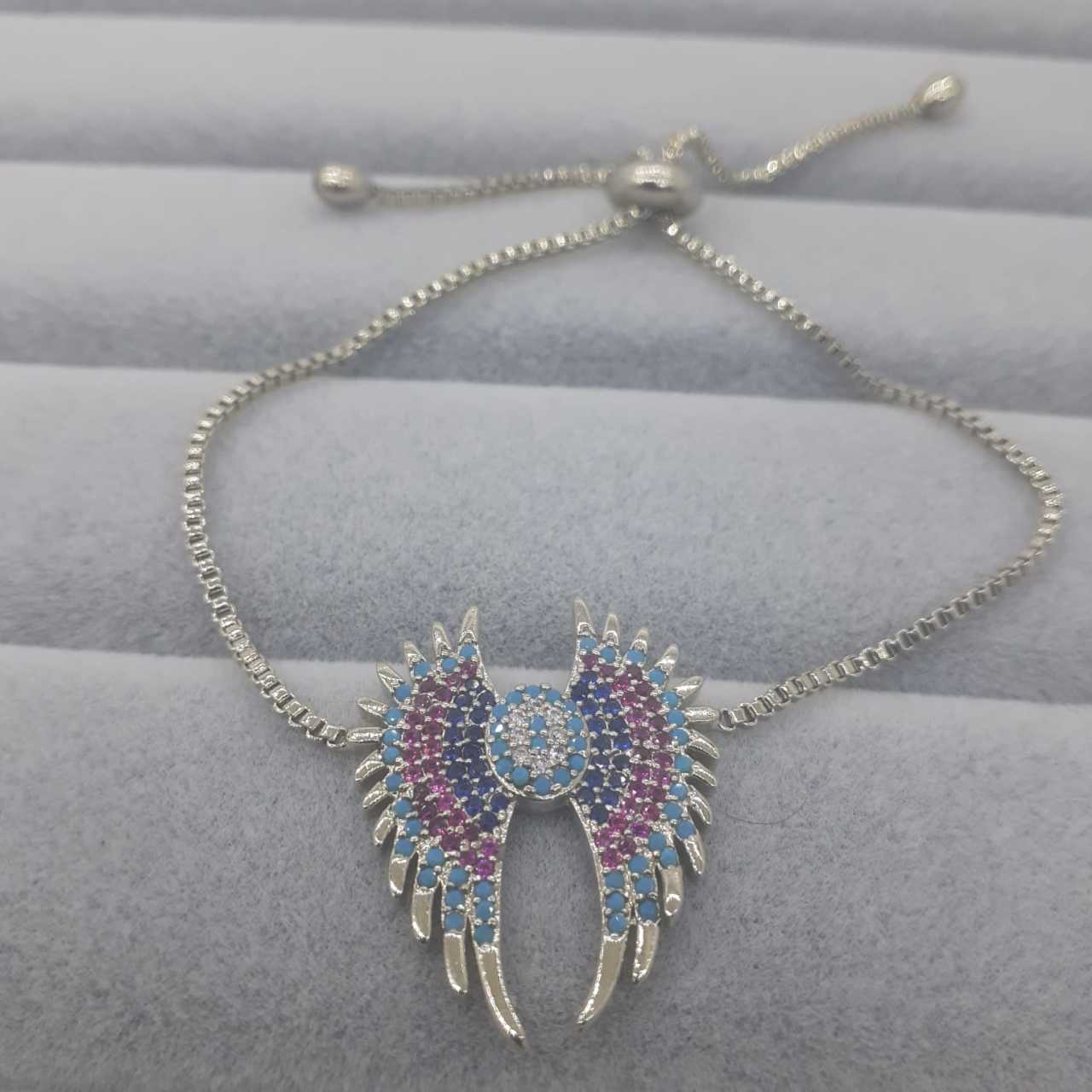 Melek Kanat Figürlü Zirkon Taşlı Asansörlü Bileklik