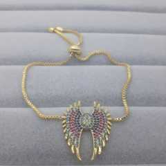 Melek Kanat Nazar Figürlü Zirkon Taşlı Asansörlü Bileklik