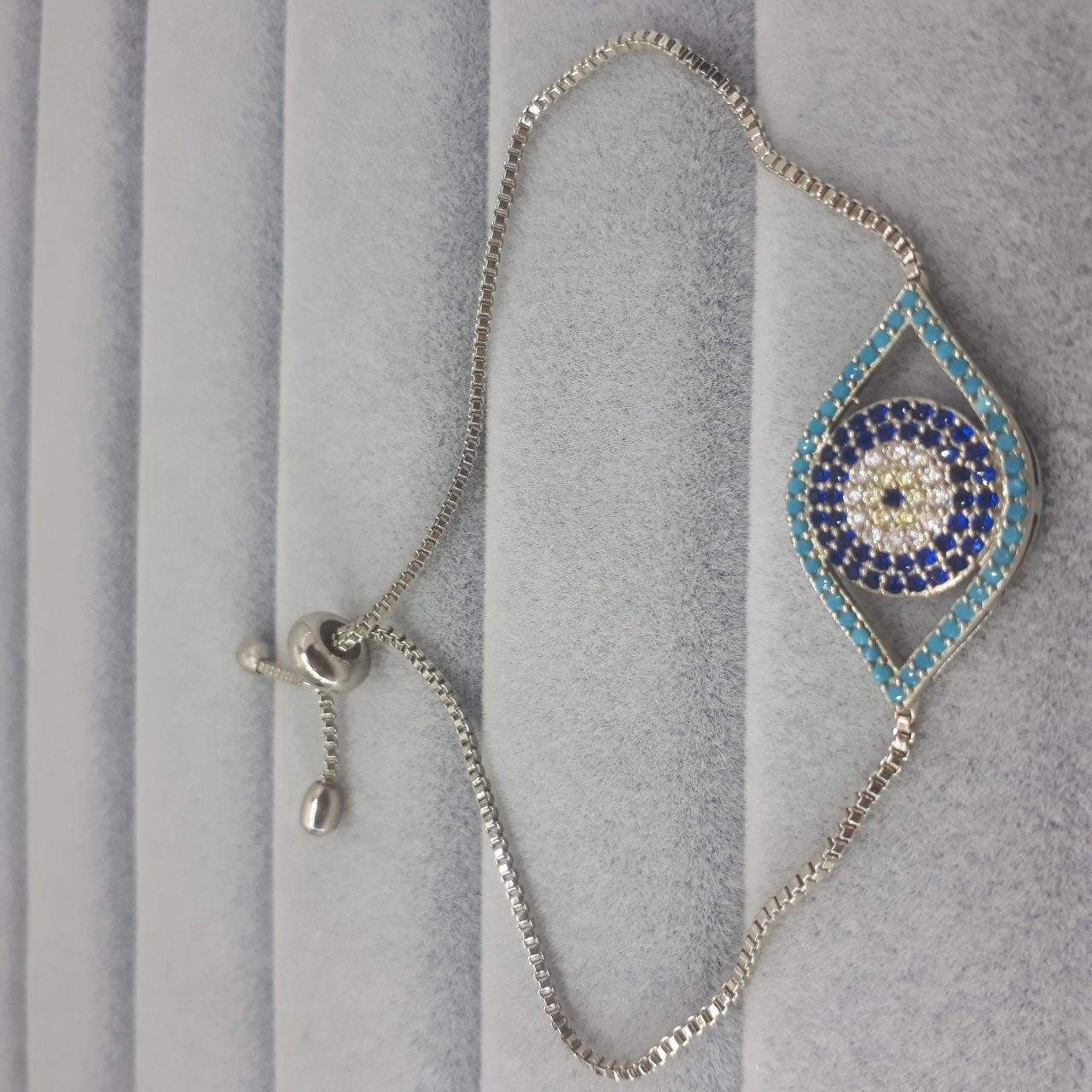 Nazar Göz Desenli Zirkon Taşlı Asansörlü Bileklik