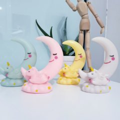 Sevimli Ay Ve Unicorn Dekorlu Renk Değiştiren Gece Lambası