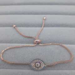 Nazar Göz Desenli Zirkon Taşlı Asansörlü Bileklik